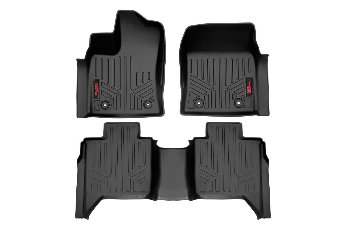 Toyota Tundra Floor Mats - Front + Rear - Rough Country - Heavy Duty Floor Mats and Rear Cargo Liners - '22-'25